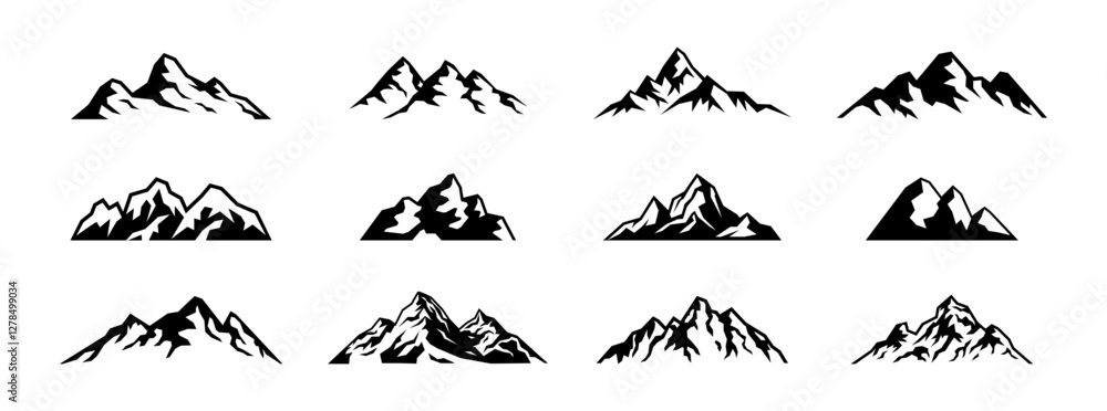 mountain landscape silhouette vector set hill outline cliff terrain nature hiking trip graphic design illustration minimal art climbing outdoor travel hike adventure vacation viewpoint journey explore mountain landscape silhouette vector set hill outline cliff terrain nature hiking trip graphic design illustration minimal art climbing outdoor travel hike adventure vacation viewpoint journey explore