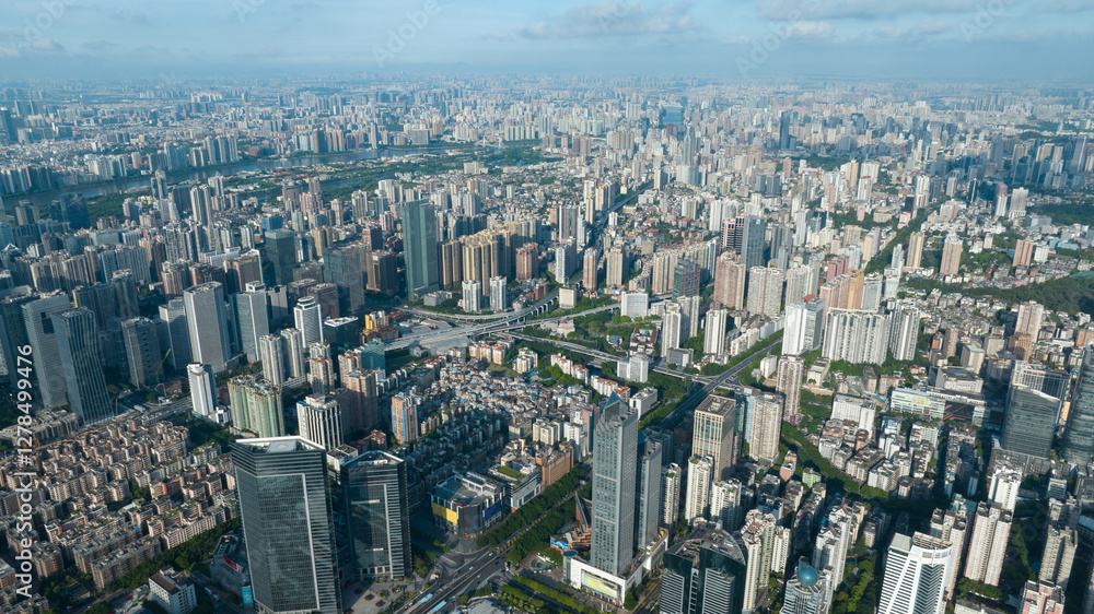 Aerial view of landscape in Guangzhou city, China Aerial view of landscape in Guangzhou city, China