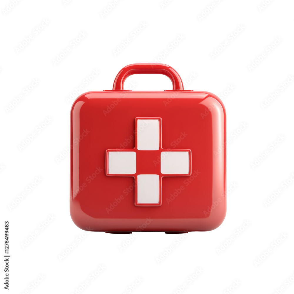 Red first aid kit with white cross for emergency medical and safety essentials storage Red first aid kit with white cross for emergency medical and safety essentials storage