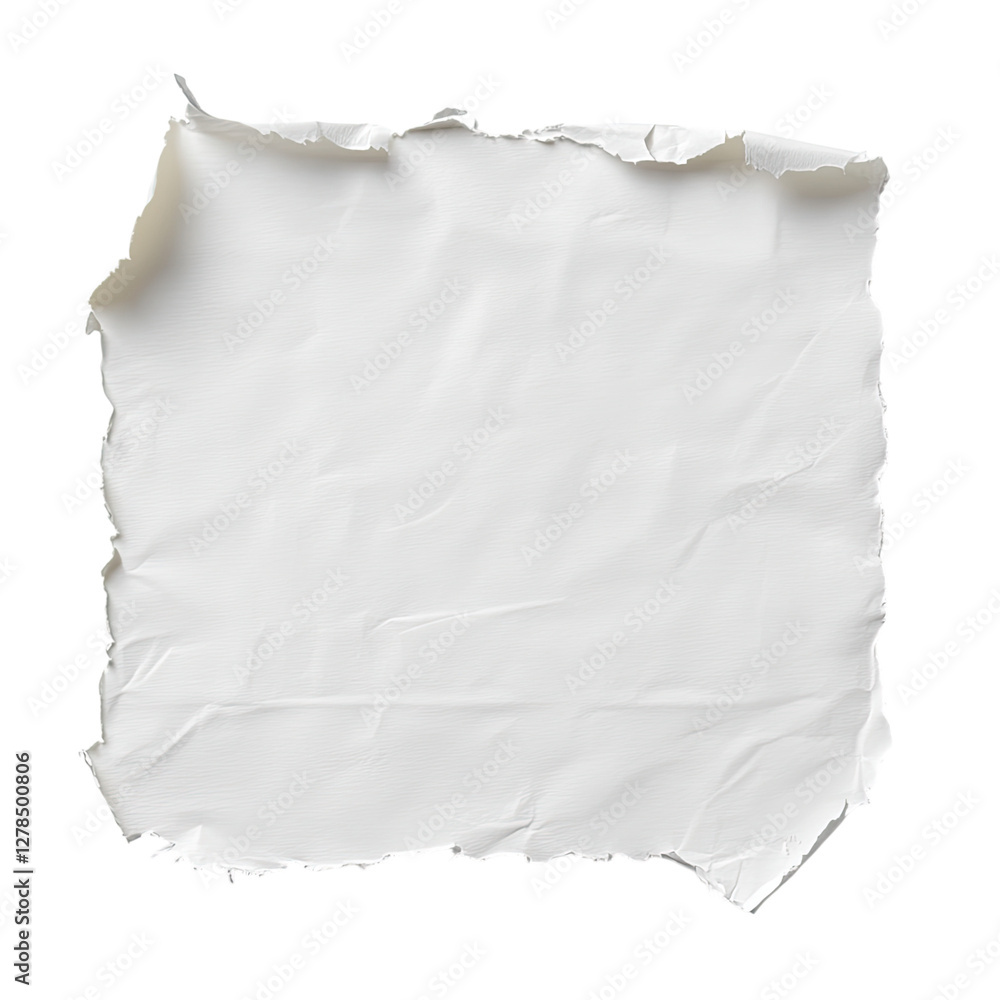 A piece of white paper with torn edges, isolated on a transparent background, A piece of white paper with torn edges, isolated on a transparent background,