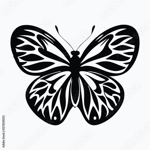 Sculpted Elegance in Black Butterfly Icon Black Butterfly Silhouette