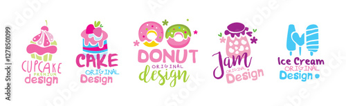 Sweet Shop Logo Original Design Template Vector Set