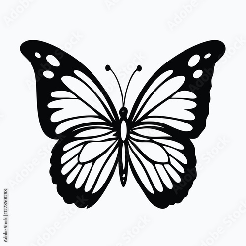 Sculpted Elegance in Black Butterfly Icon Black Butterfly Silhouette