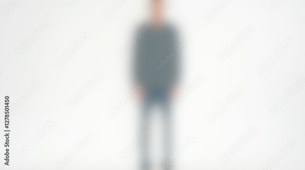 Fototapeta premium A blurred image of a man in the middle of a white background.