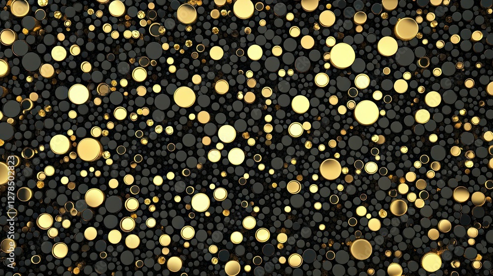 Gold, black spheres swirl; dark background; luxury Gold, black spheres swirl; dark background; luxury