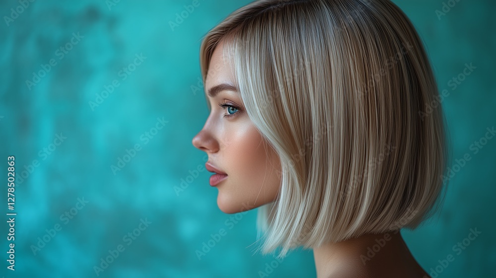 A back view of a person with straight blonde hair A back view of a person with straight blonde hair