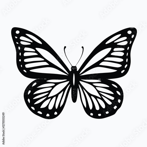 Sculpted Elegance in Black Butterfly Icon Black Butterfly Silhouette