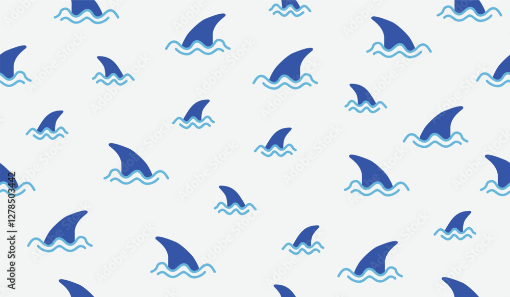 Cute shark fin pattern background vector design Cute shark fin pattern background vector design