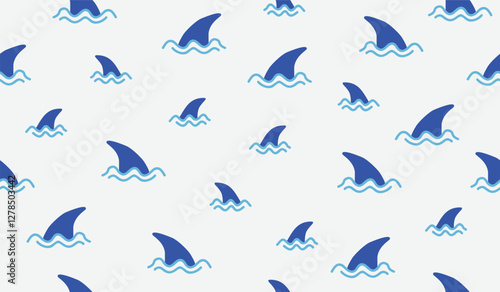 Cute shark fin pattern background vector design