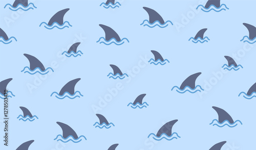 Cute shark fin pattern background vector design