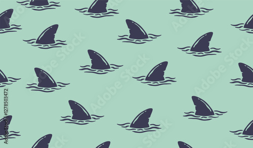 Cute shark fin pattern background vector design