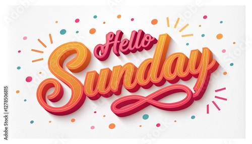 Hello Sunday text lettering season greeting typography transparent Png label