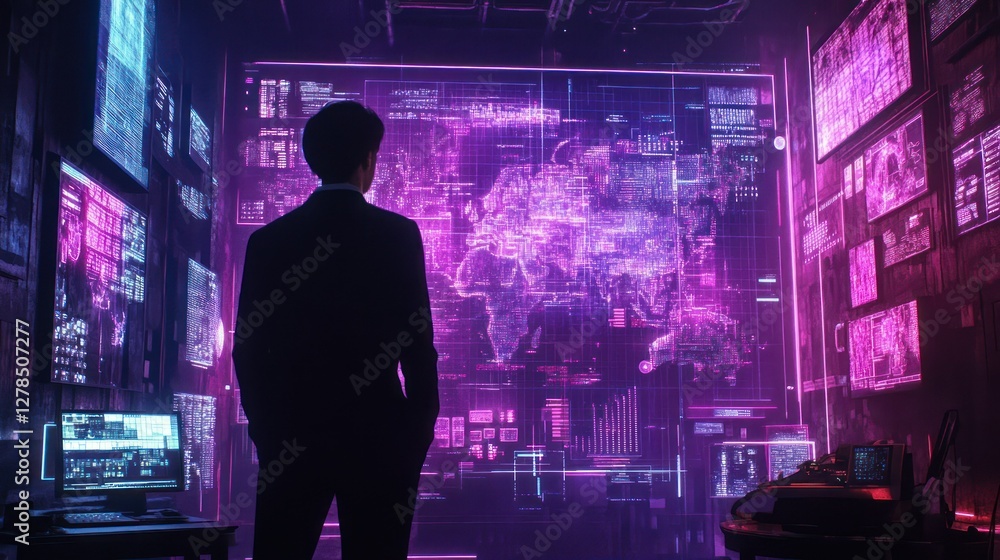 Global data analyst reviewing network Global data analyst reviewing network