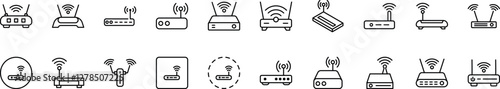 Wi Fi Router Thin Icons Collection. Editable Stroke. Perfect for Web Sites, Books, Cards, Apps
