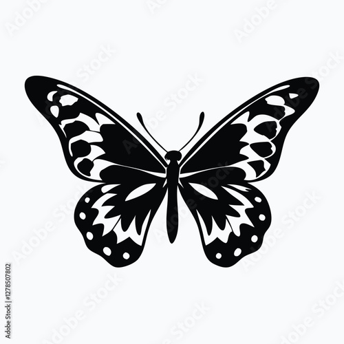 Sculpted Elegance in Black Butterfly Icon Black Butterfly Silhouette