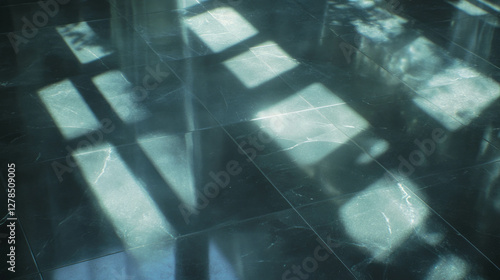 Polished slate ceramic tile texture with smooth, reflective surface for interior design