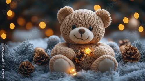 Wallpaper Mural Hyber realistic photo of Christmas card with Teddy bear Torontodigital.ca