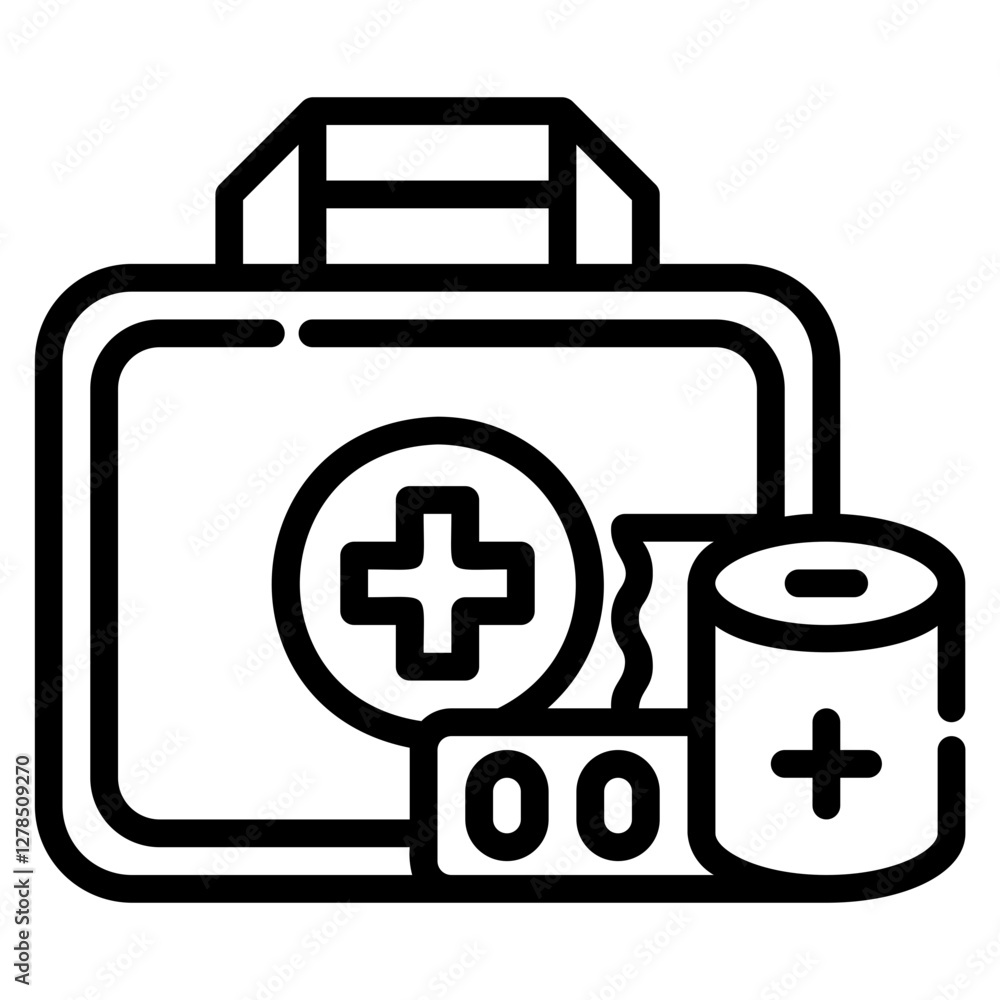 First aid kit. This is a vector single icon with a dashed line style. It is suitable for any purpose, such as website design, mobile app design, logo design, etc. First aid kit. This is a vector single icon with a dashed line style. It is suitable for any purpose, such as website design, mobile app design, logo design, etc.