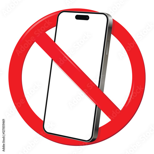Not use smartphone sign. Prohibition sign do not use cell phone