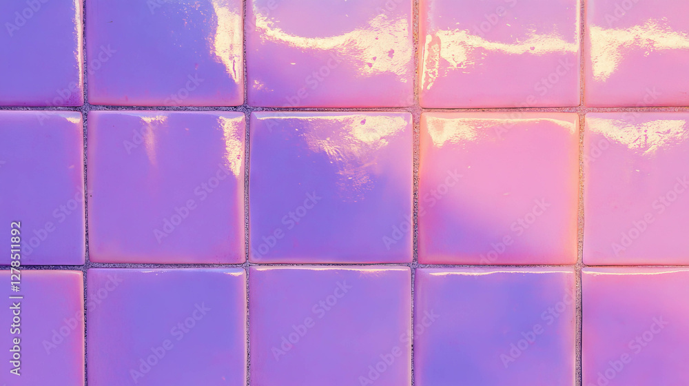 Naklejka premium Abstract texture of recessed purple tiles with light grout