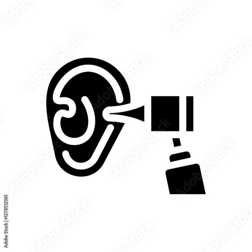 Otoscope. This is a vector single icon with a solid style. It is suitable for any purpose, such as website design, mobile app design, logo design, etc.