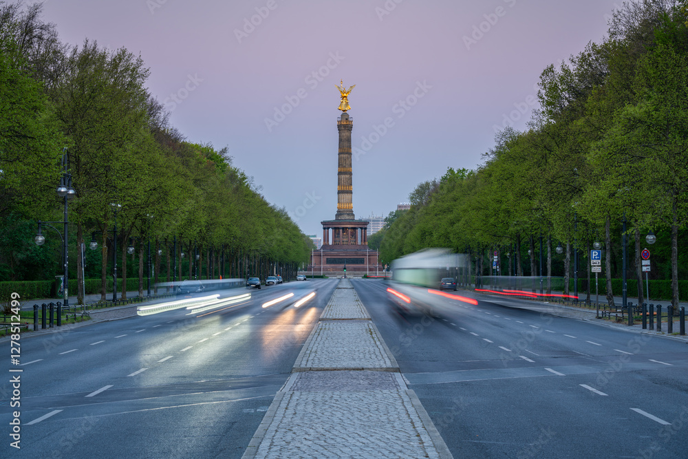 Berlin Victory Column at dusk, Berlin, Germany