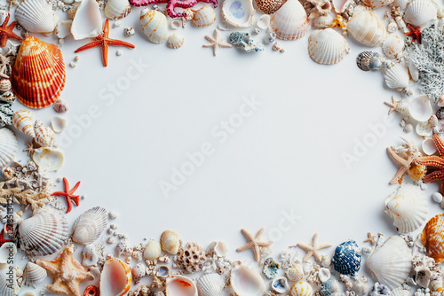 frames and backgrounds for photos or texts on a marine theme, shells, stars, corals