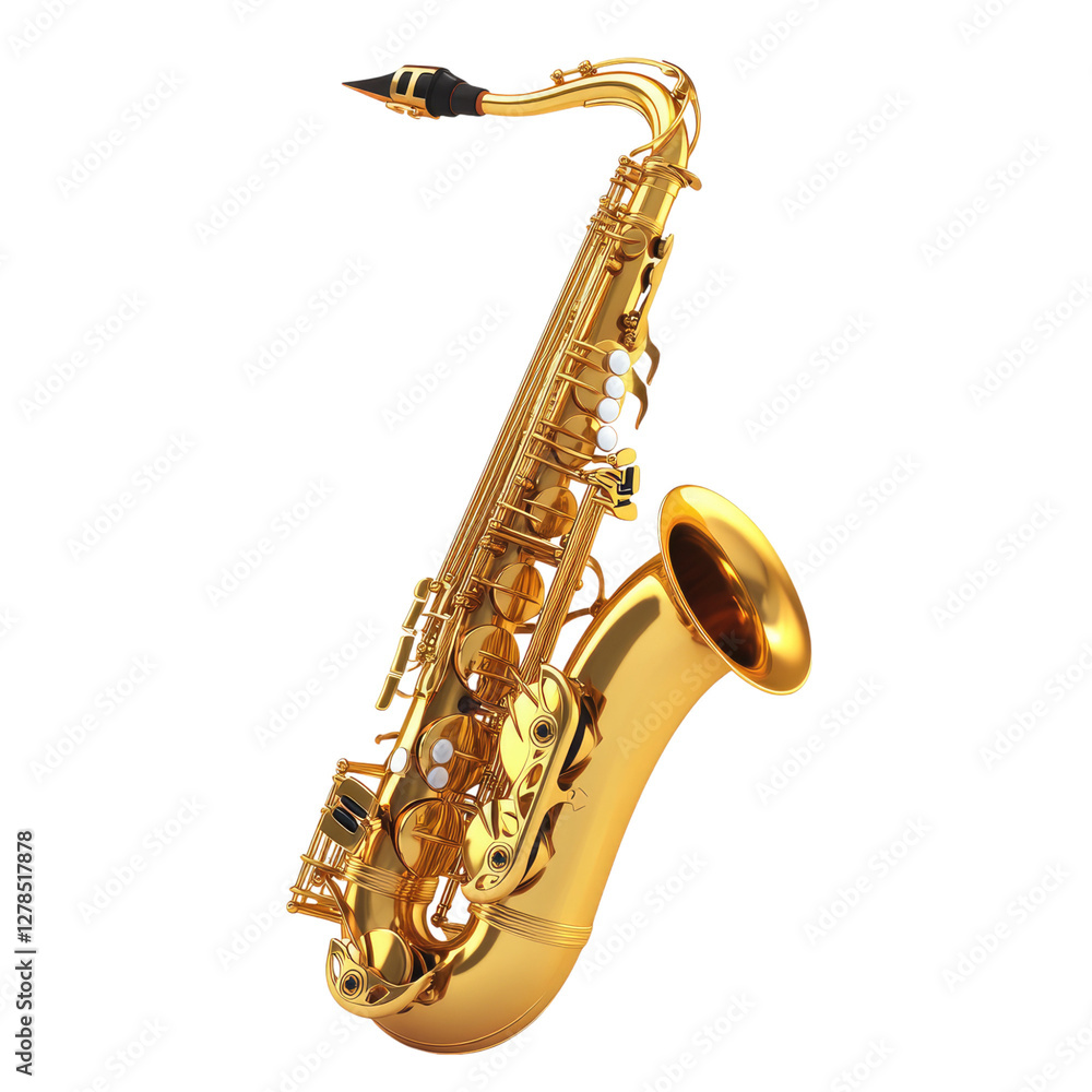 Fototapeta premium Saxophone, golden body, Transparent background,