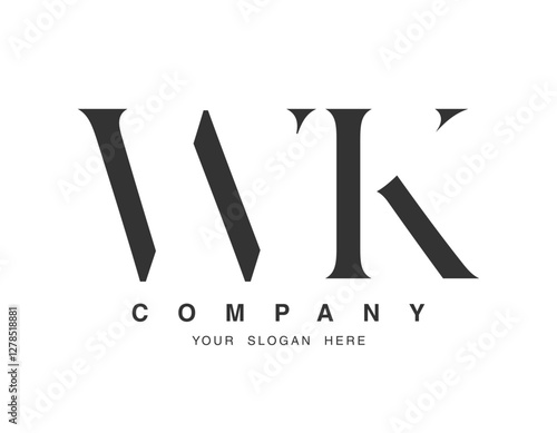 WK logo design. Initial letter w and k serif font style. Creative classic company name typography. Trendy logotype or identity.