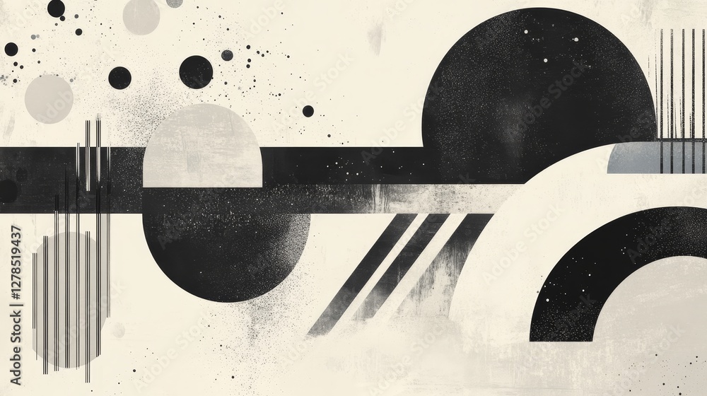 Obraz premium Abstract black and white geometric shapes on textured background