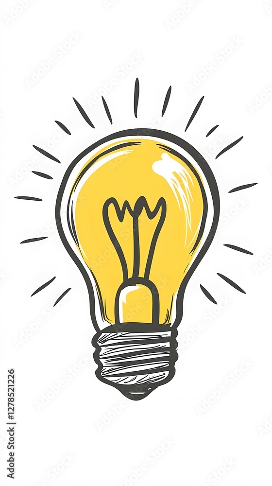 A simple doodle of a yellow lightbulb drawn in black marker on a white background
A simple doodle of a yellow lightbulb drawn in black marker on a white background