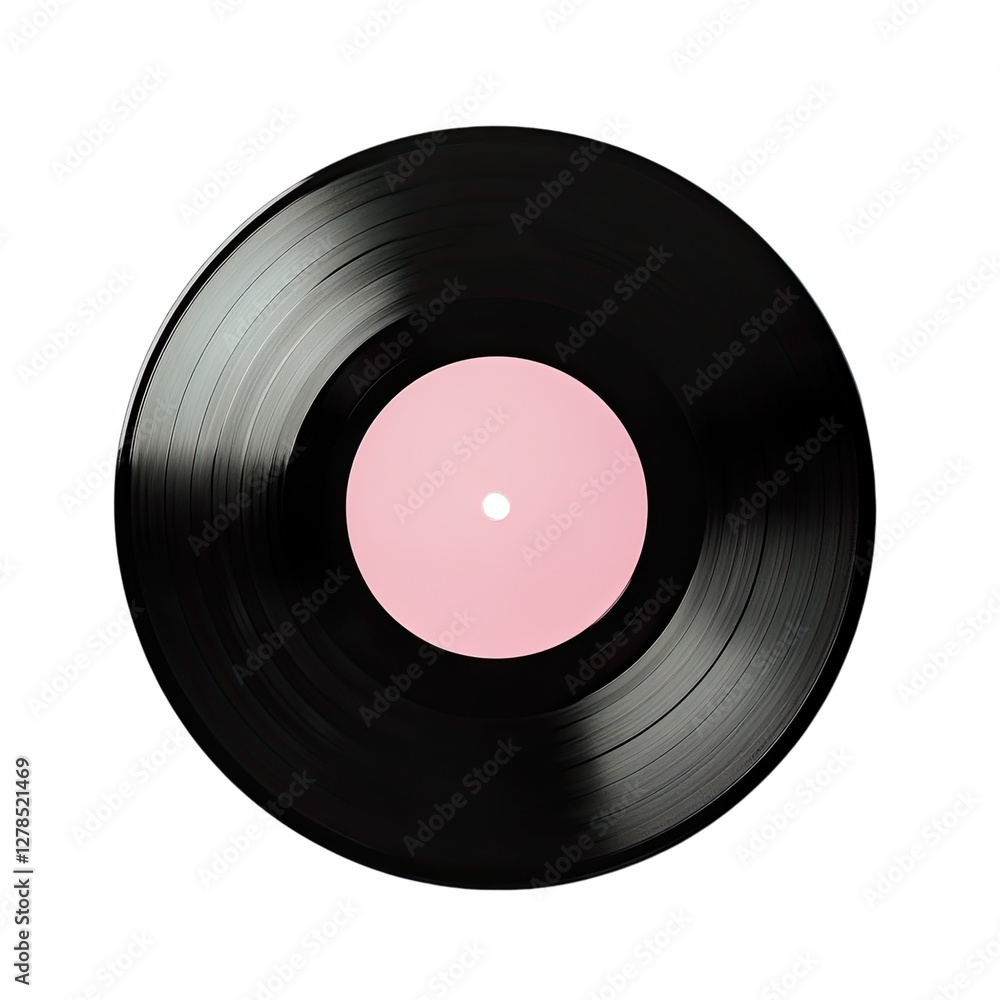Obraz premium Vinyl record with white label isolated on transparent background,