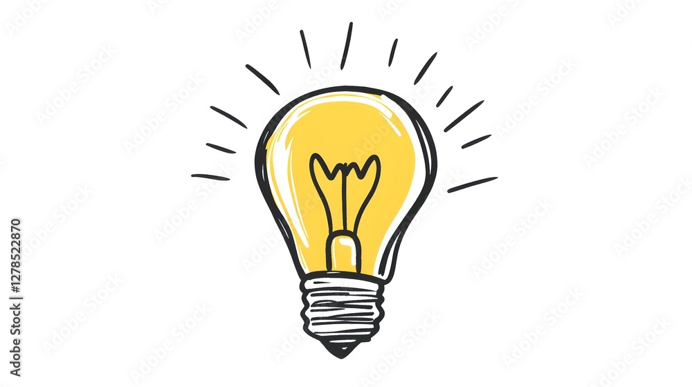 A simple doodle of a yellow lightbulb drawn in black marker on a white background
A simple doodle of a yellow lightbulb drawn in black marker on a white background