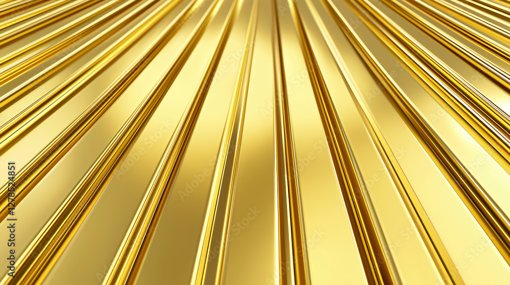 Obraz premium Golden Lines Abstract: A stunning abstract composition of parallel golden lines converge towards a central vanishing point, evoking a sense of luxury and opulence.