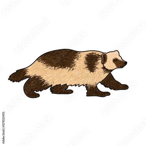 Vector Colorful Illustration of Wolverine Isolated on White Background
