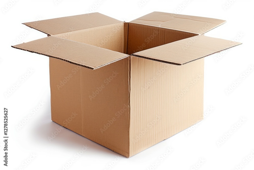 Open cardboard box on white background. AI image Open cardboard box on white background. AI image