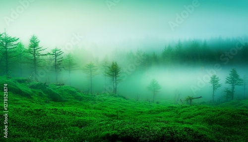 Wallpaper Mural green mist in forest morning background design with copy space Torontodigital.ca