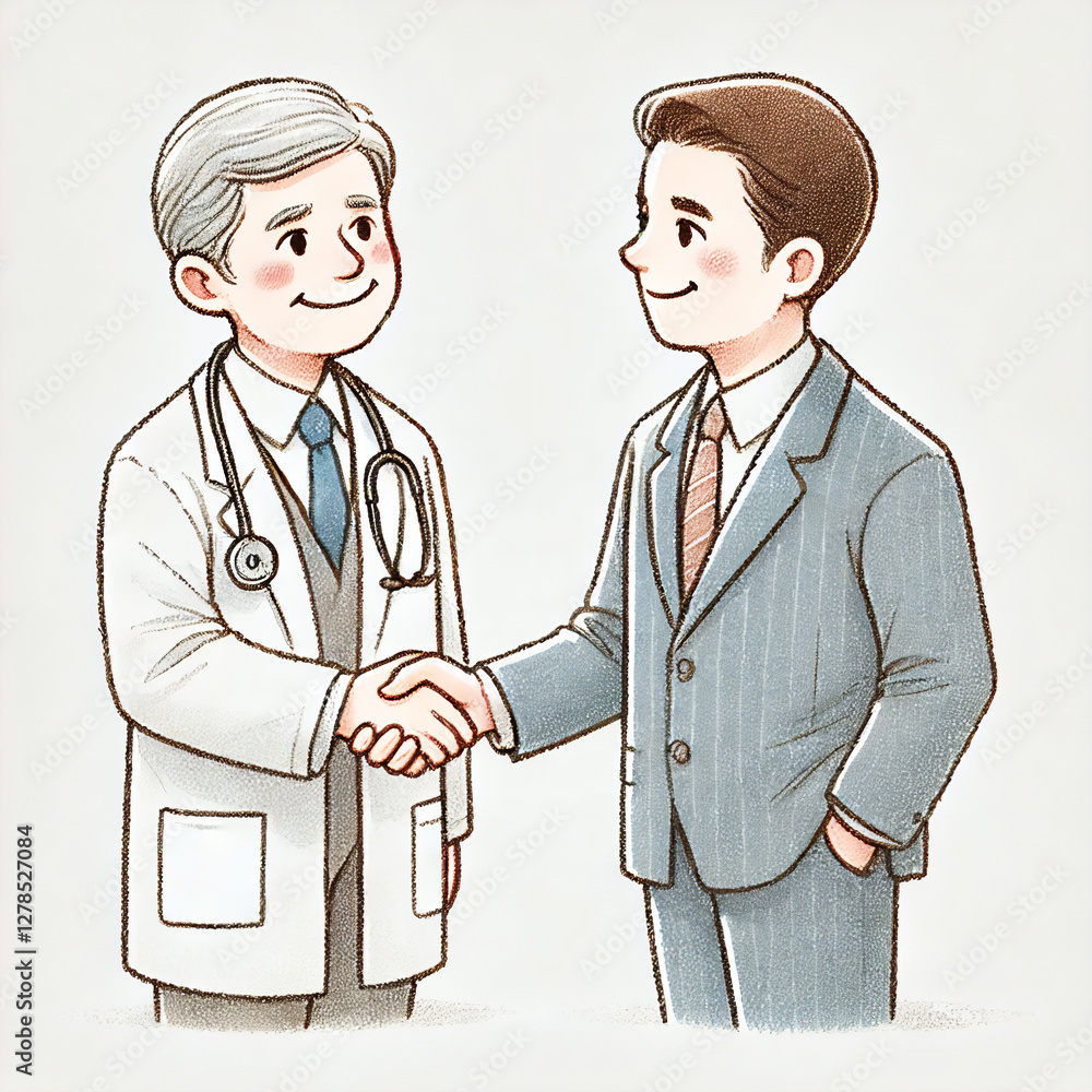 院長とビジネスマンの握手