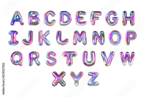 Rainbow Pearlescent Holographic Balloon Alphabet Letters with Glossy Pearl Effect