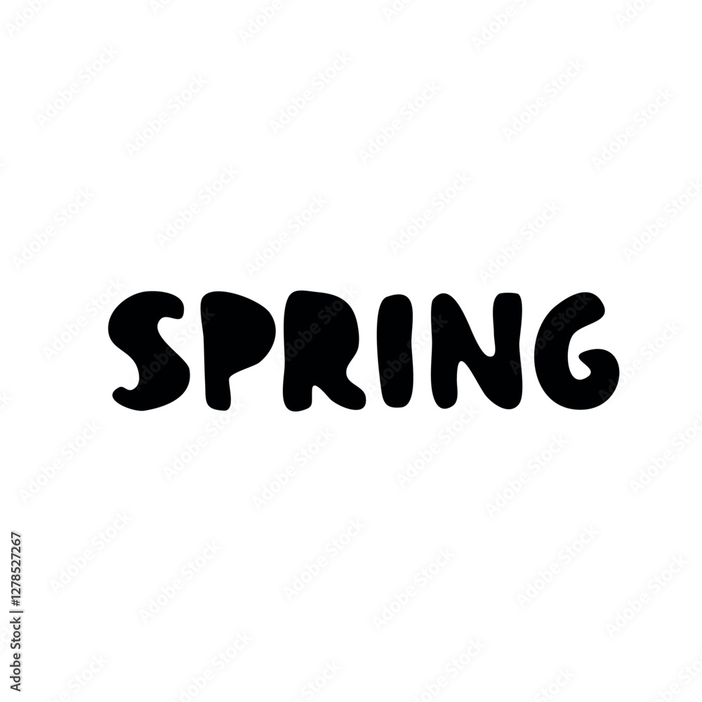 Vector Black Hand Drawn Lettering - Spring Isolated on White Background Vector Black Hand Drawn Lettering - Spring Isolated on White Background