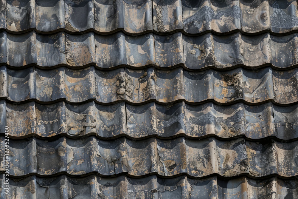 Photo of Very old japanese roof pattern. Background texture for backdrops or mapping