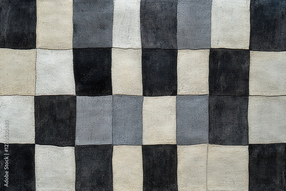 Black and White Checkerboard Pattern in Soft Textured Surface Black and White Checkerboard Pattern in Soft Textured Surface