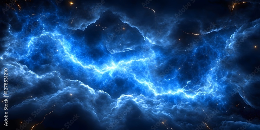 Cosmic power explosion in blue nebula abstract art digital environment celestial Cosmic power explosion in blue nebula abstract art digital environment celestial