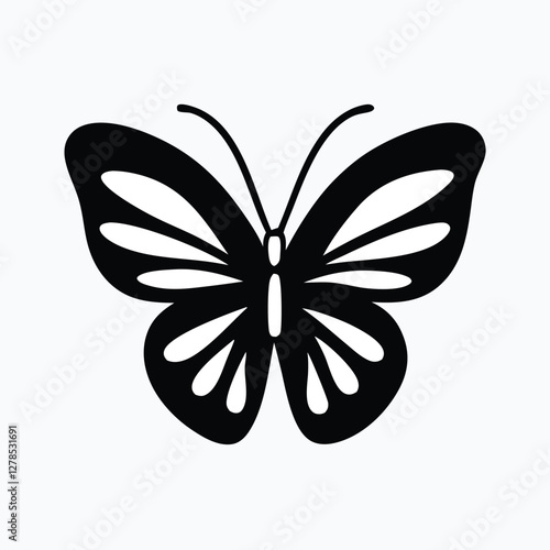 Sculpted Elegance in Black Butterfly Icon Black Butterfly Silhouette
