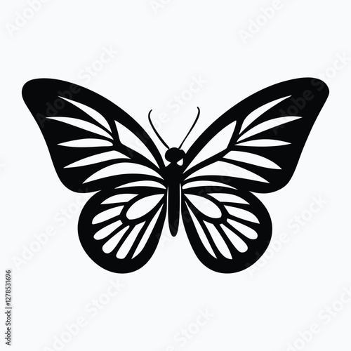 Sculpted Elegance in Black Butterfly Icon Black Butterfly Silhouette