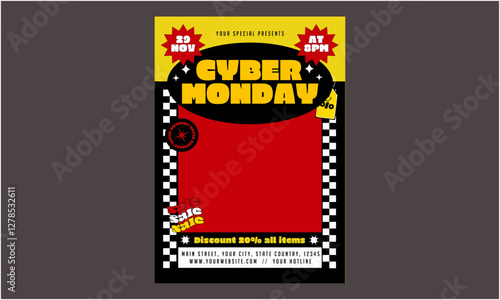 Cyber Monday Flyer. Vector illustration of cyber Monday flyer poster template design