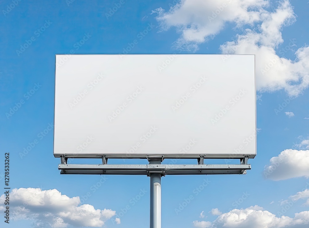 Blank billboard advertisement under a partly cloudy sky Blank billboard advertisement under a partly cloudy sky