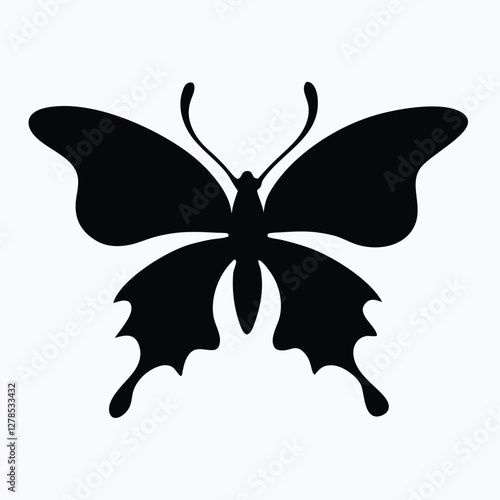 Sculpted Elegance in Black Butterfly Icon Black Butterfly Silhouette