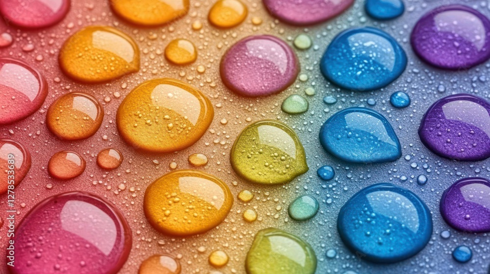 Rainbow Water Drops: A Colorful Macro Photography Rainbow Water Drops: A Colorful Macro Photography
