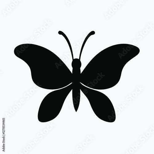 Sculpted Elegance in Black Butterfly Icon Black Butterfly Silhouette